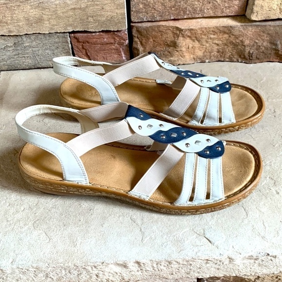 Rieker cream and navy size 42 sandals - Picture 3 of 8